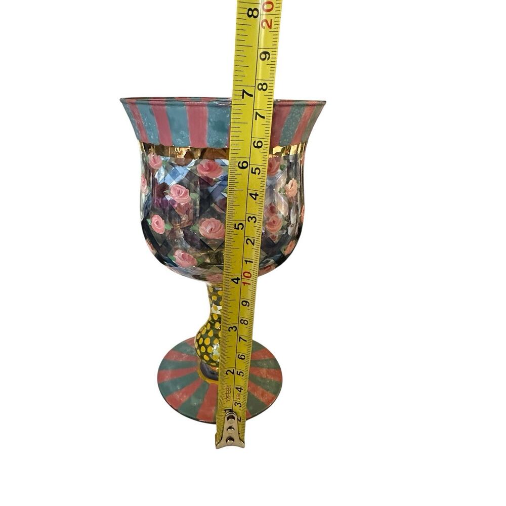 Mackenzie Childs 1991 Circus Tall Water Goblet Rose Arbor New With Tags - Picture 5 of 6